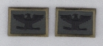 COL Colonel Eagles Birds BLACK on OD GREEN collar lapel patches 1.75" LARGE
